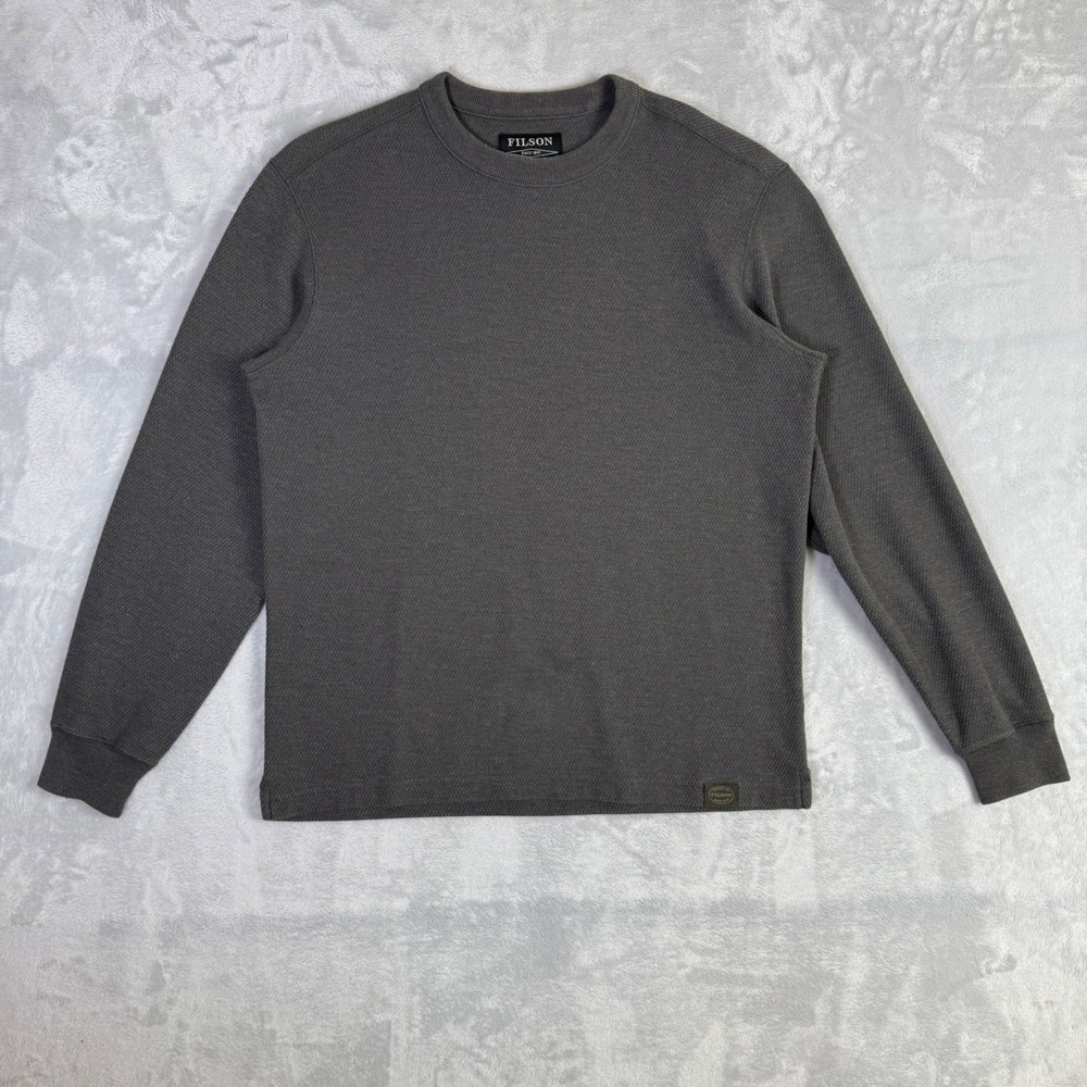 Filson Waffle Knit Thermal Shirt Mens M Gray Long Sleeve Crewneck Base Layer